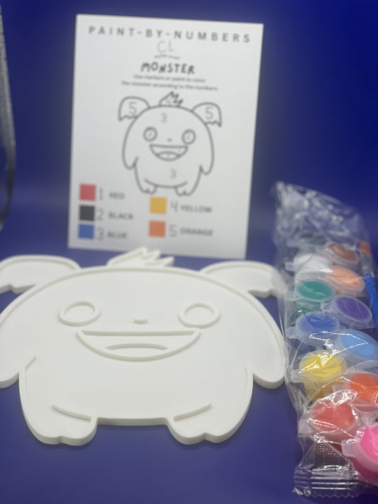 3D Color Monster Paint Kit | Kids Craft Activity with Paints, Brush & Color-by-Number Guide | Creative Halloween or Classroom Art Project