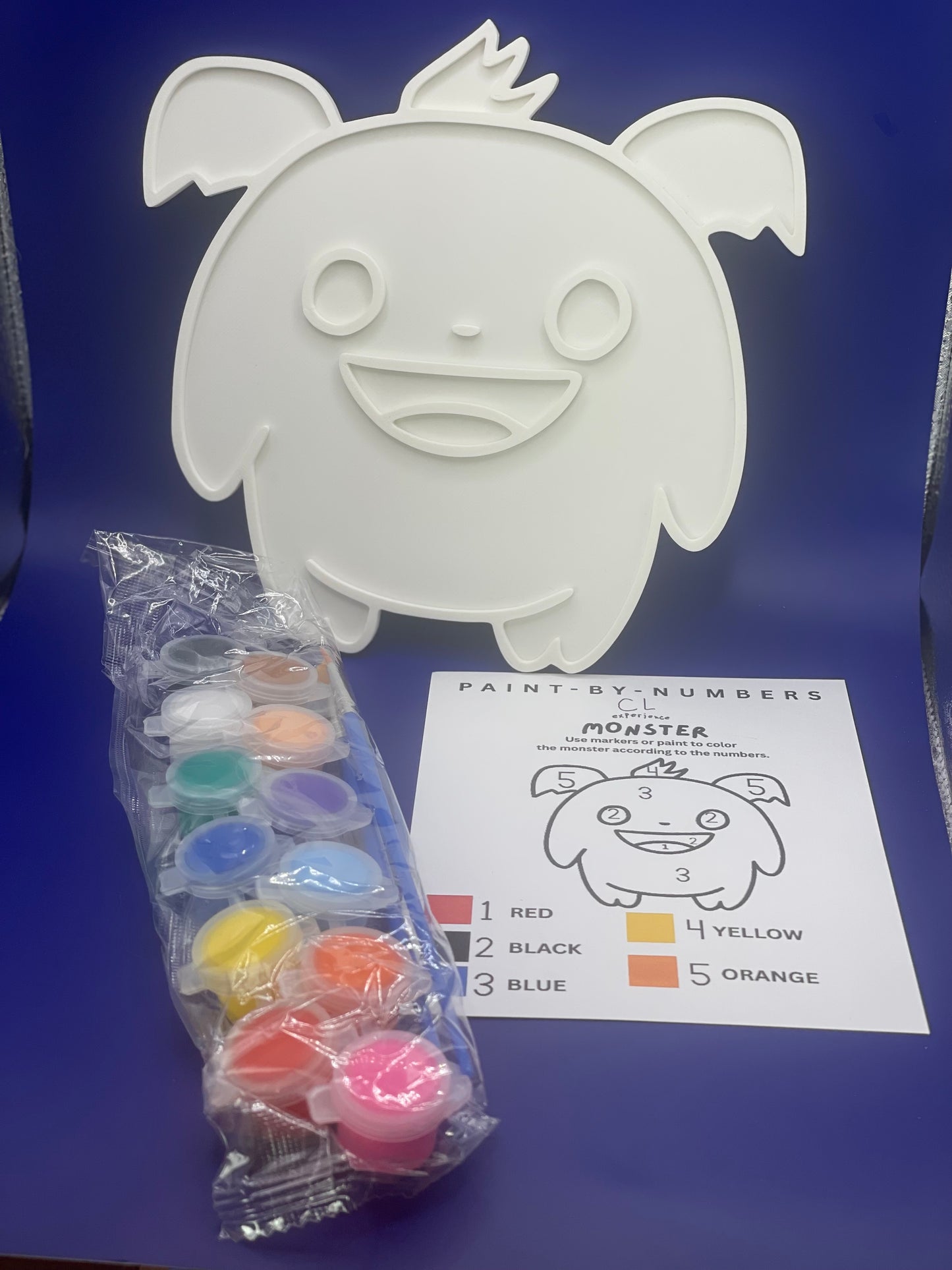 3D Color Monster Paint Kit | Kids Craft Activity with Paints, Brush & Color-by-Number Guide | Creative Halloween or Classroom Art Project