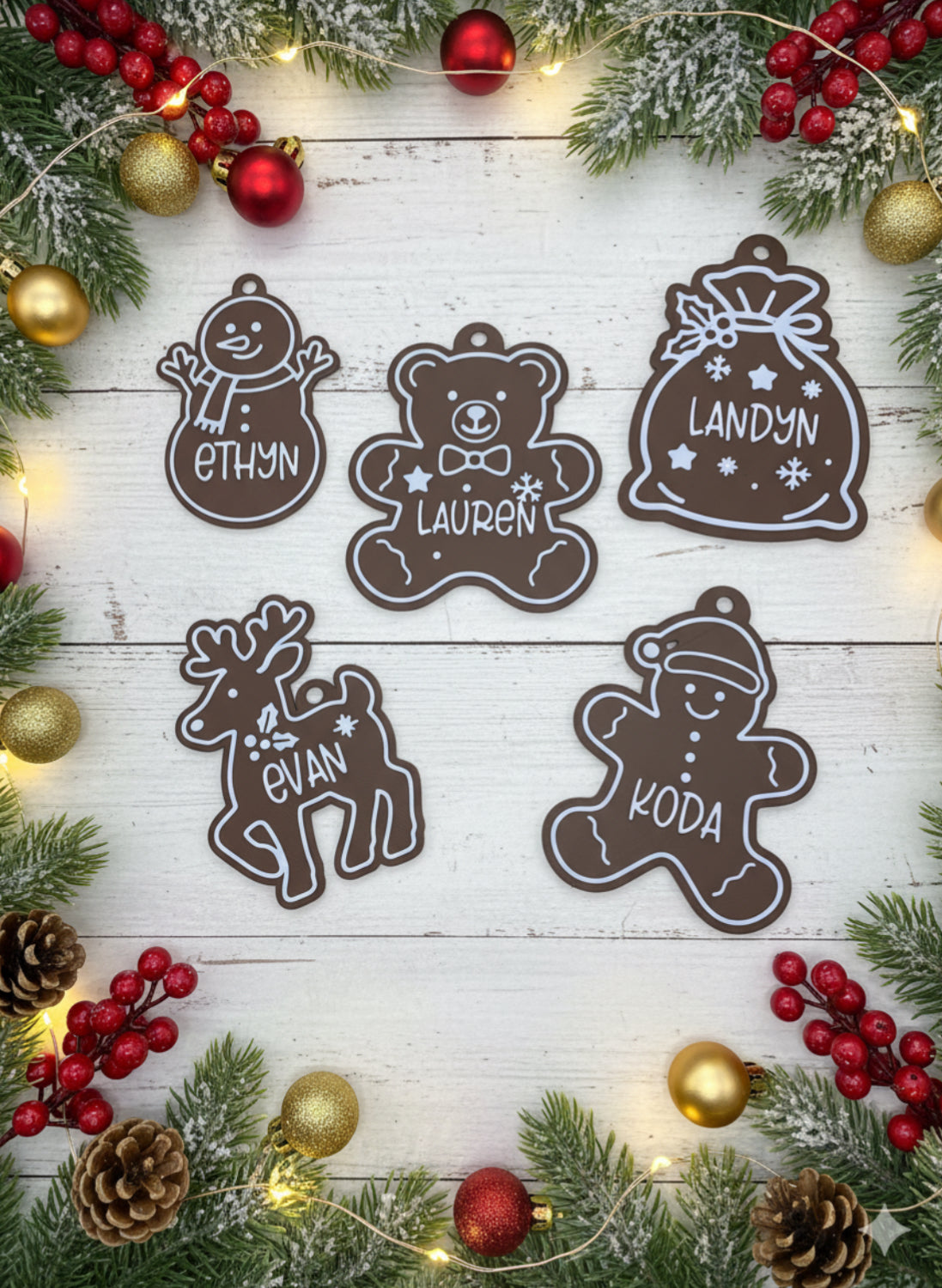 Personalized Gingerbread Ornament Tag – Custom Name Holiday Keepsake | $3 Each