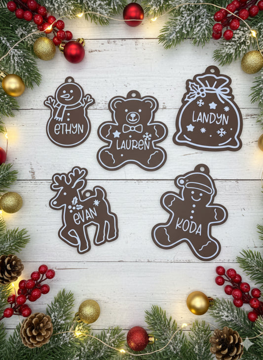 Personalized Gingerbread Ornament Tag – Custom Name Holiday Keepsake | $3 Each