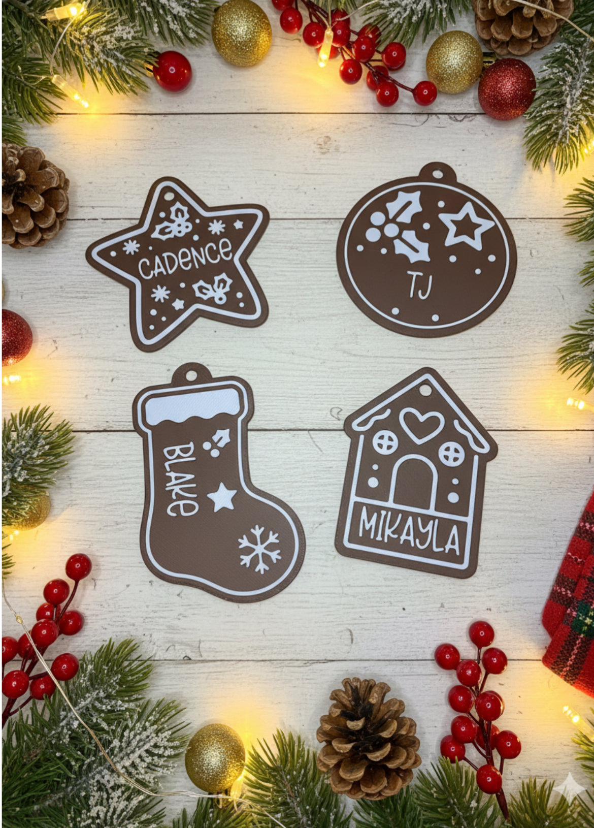 Personalized Gingerbread Ornament Tag – Custom Name Holiday Keepsake | $3 Each